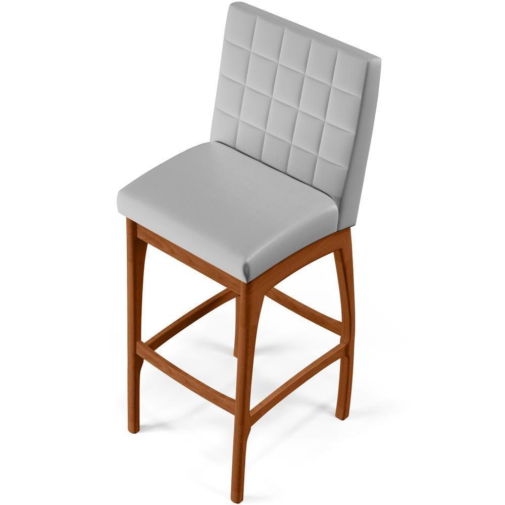 Banqueta Alta Para Cozinha Sala De Jantar Fixa Mila L02 Facto Cinza Metalizado - Lyam Decor - 3