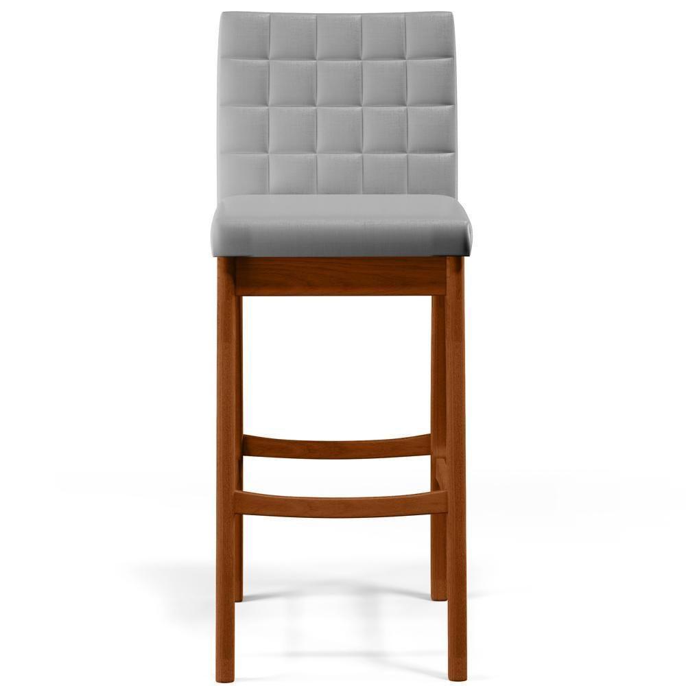 Banqueta Alta Para Cozinha Sala De Jantar Fixa Mila L02 Facto Cinza Metalizado - Lyam Decor - 7