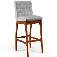 Banqueta Alta Para Cozinha Sala De Jantar Fixa Mila L02 Facto Cinza Metalizado - Lyam Decor - 1