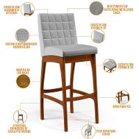 Banqueta Alta Para Cozinha Sala De Jantar Fixa Mila L02 Facto Cinza Metalizado - Lyam Decor - 6