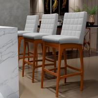 Banqueta Alta Para Cozinha Sala De Jantar Fixa Mila L02 Facto Cinza Metalizado - Lyam Decor - 8