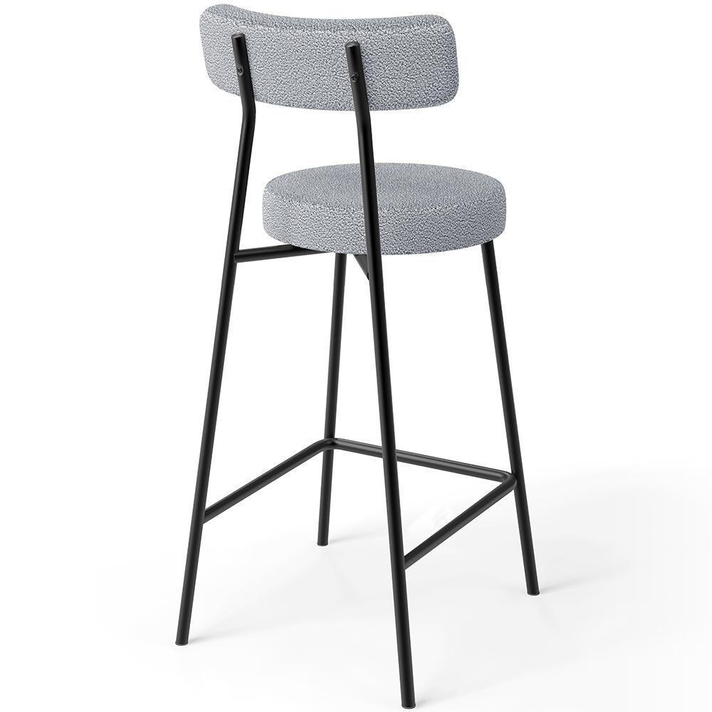 Banqueta Baixa Para Cozinha Sala De Jantar Bar Bancada Milão L02 Bouclê Cinza - Lyam Decor - 2
