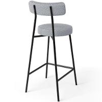 Banqueta Baixa Para Cozinha Sala De Jantar Bar Bancada Milão L02 Bouclê Cinza - Lyam Decor - 2