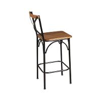 Kit 3 Banquetas Alta Industrial Paris Base Alumínio Com Encosto - Castanho - Marrom - 3