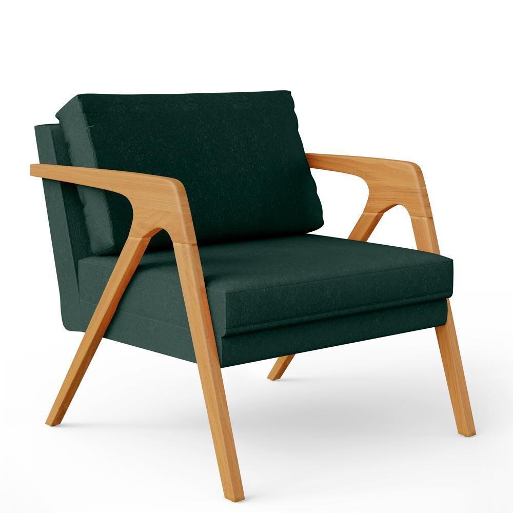 Kit 03 Poltronas Pietra Estrutura L02 Linho Verde Musgo - 7