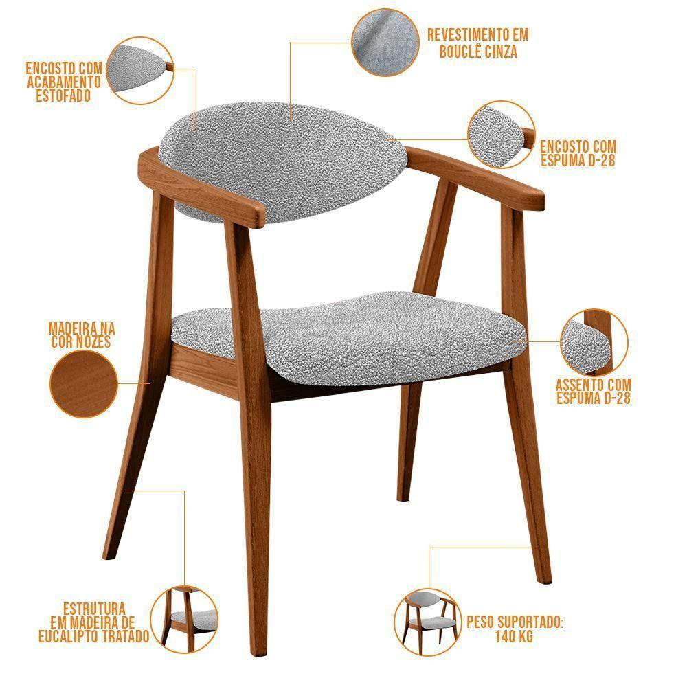 Kit 02 Poltronas E Recepção Cecília L02 Bouclê Cinza - 6