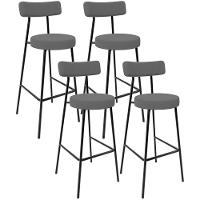 Kit 04 Banquetas Baixa Bar Cozinha Sala De Jantar Estrutura Em Aço Milão L02 Suede Cinza - 1