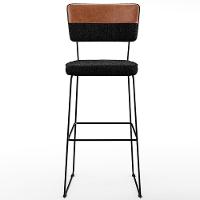 Banqueta Alta De Jantar Allana L02 Faixa Camel Linho Chumbo - 6