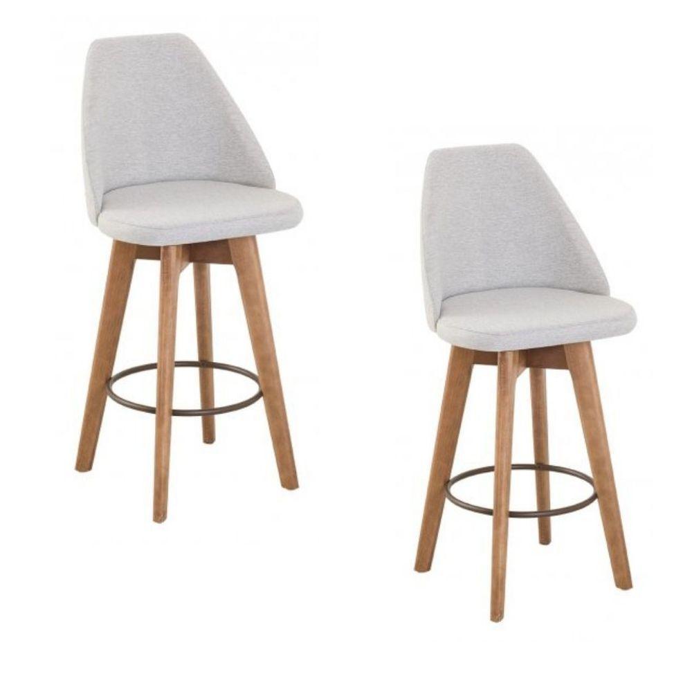 Kit 2 Banquetas Gourmet Giratória Maya-tecido Linho - 4