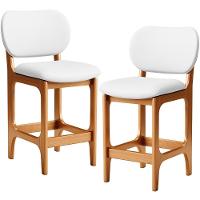 Kit 02 Banquetas Baixa Bar Cozinha E Sala De Jantar Fixa Betta L02 Imbuia Facto Branco - 1