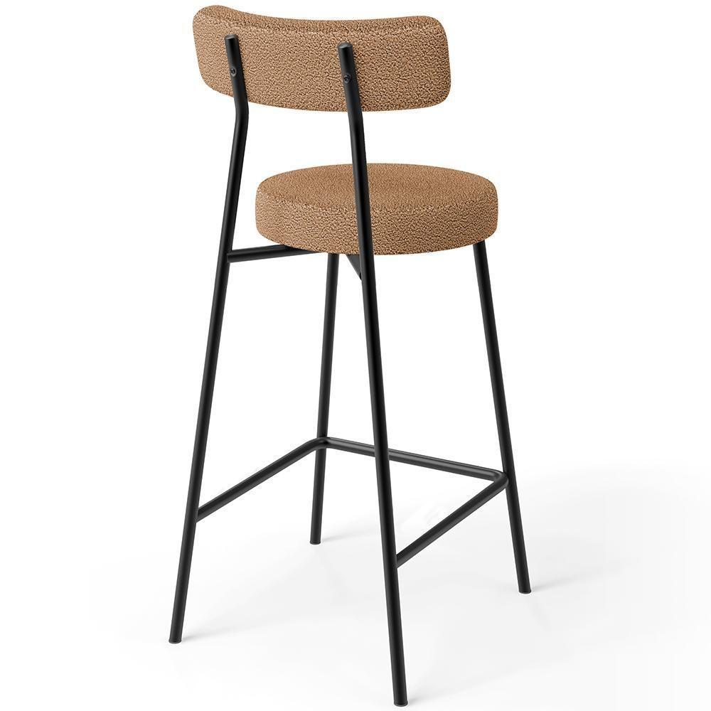 Kit 04 Banquetas Baixa Para Cozinha Sala De Jantar Bar Bancada Milão L02 Bouclê Mostarda - 3