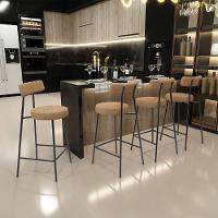 Kit 04 Banquetas Baixa Para Cozinha Sala De Jantar Bar Bancada Milão L02 Bouclê Mostarda - 8