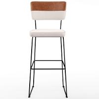 Kit 03 Banquetas Altas Faixa Camel Linho Cru