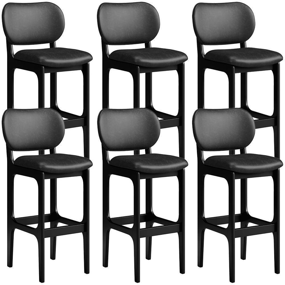 Kit 06 Banquetas Alta Para Cozinha Madeira Fixa Betta L02 Preto Couríssimo Preto - 1