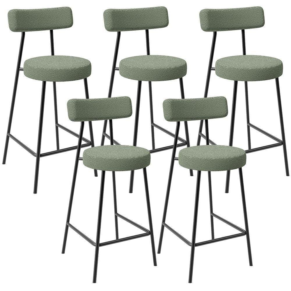 Kit 05 Banquetas Baixa Para Cozinha Sala De Jantar Bar Bancada Milão L02 Bouclê Oliva - 1