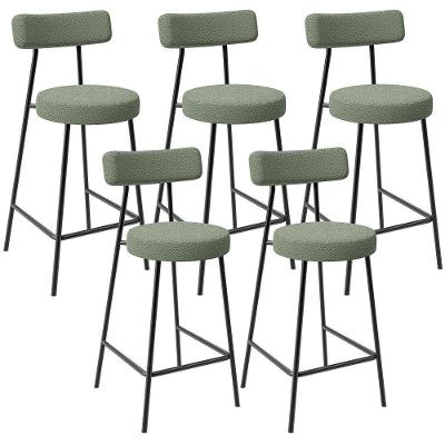 Kit 5 Banquetas Baixa Milão L02 Assento Poliéster Estrutura Aço com Encosto Verde