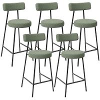 Kit 05 Banquetas Baixa Para Cozinha Sala De Jantar Bar Bancada Milão L02 Bouclê Oliva - 1