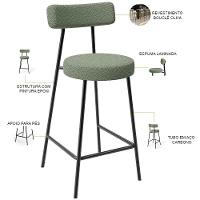 Kit 05 Banquetas Baixa Para Cozinha Sala De Jantar Bar Bancada Milão L02 Bouclê Oliva - 6