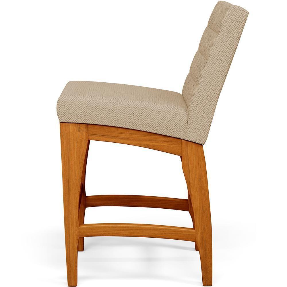 Kit 02 Banquetas Baixa Cozinha Bancada L02 Bege Escuro - 7