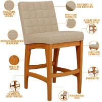 Kit 02 Banquetas Baixa Cozinha Bancada L02 Bege Escuro