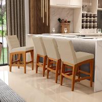 Kit 02 Banquetas Baixa Cozinha Bancada L02 Bege Escuro - 5