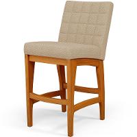 Kit 02 Banquetas Baixa Cozinha Bancada L02 Bege Escuro - 6