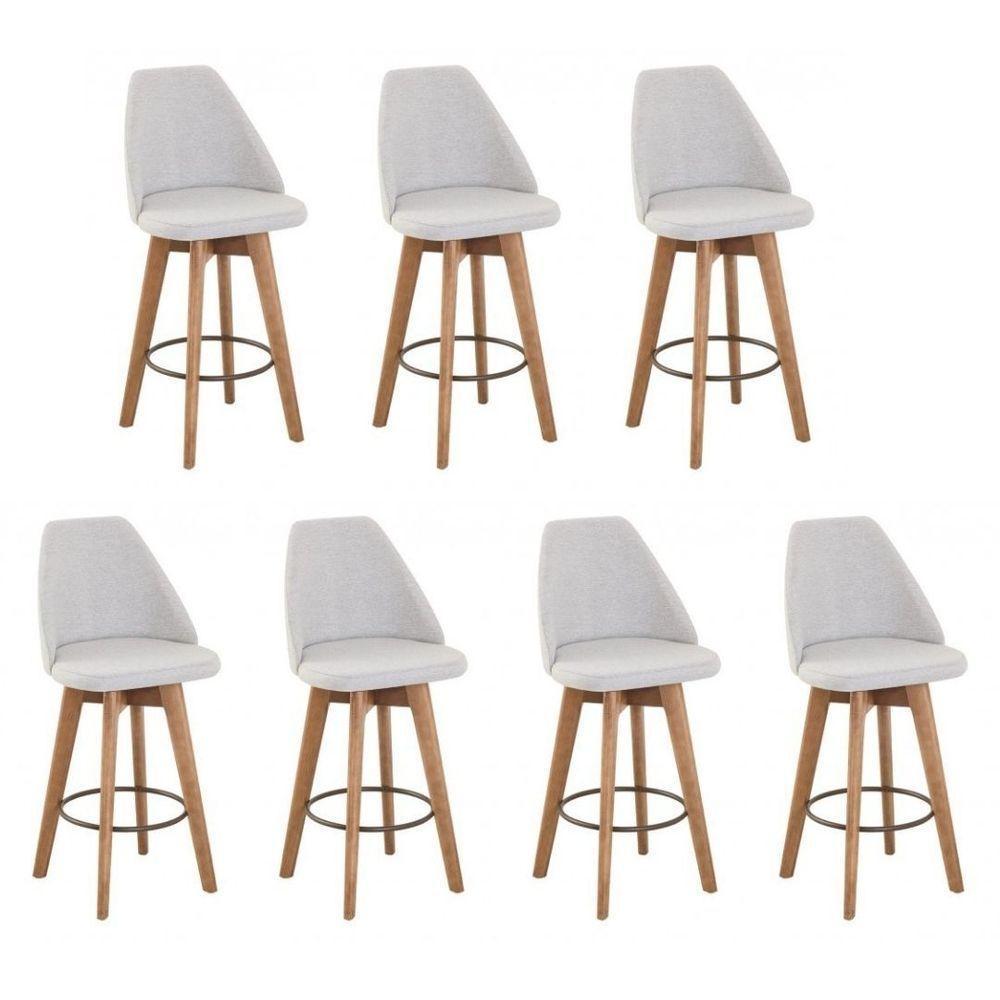 Kit 7 Banquetas Gourmet Giratória Maya-tecido Linho - 1