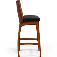 Kit 04 Banquetas Altas Mila Marrom Linho Chumbo