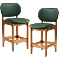 Kit 02 Banquetas Baixa Bar Cozinha E Sala De Jantar Fixa Betta L02 Imbuia Facto Verde Musgo - 1