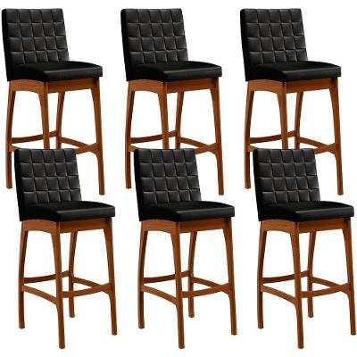 Kit 06 Banquetas Altas Mila Preto