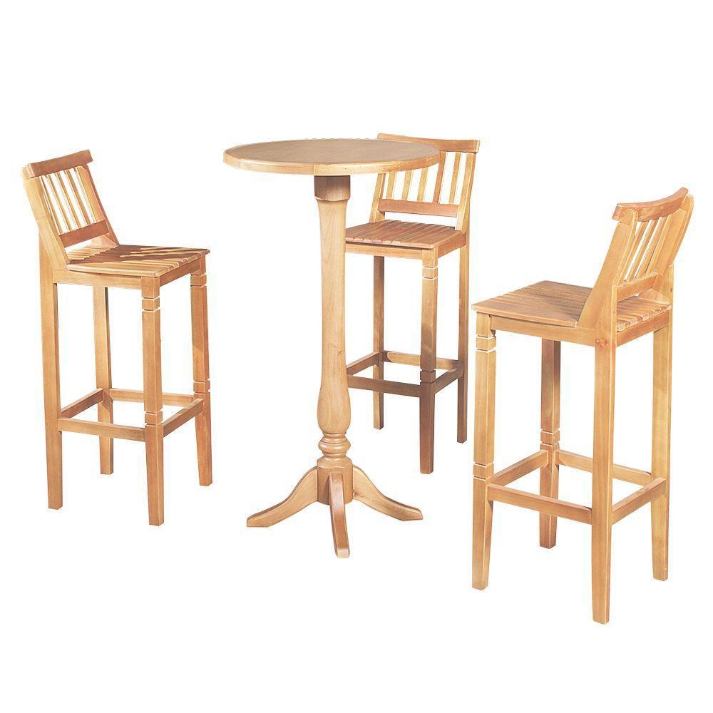 Conjunto Bistrô Mesa Com 3 Banquetas Confort Ripada Natural - Marrom - 6