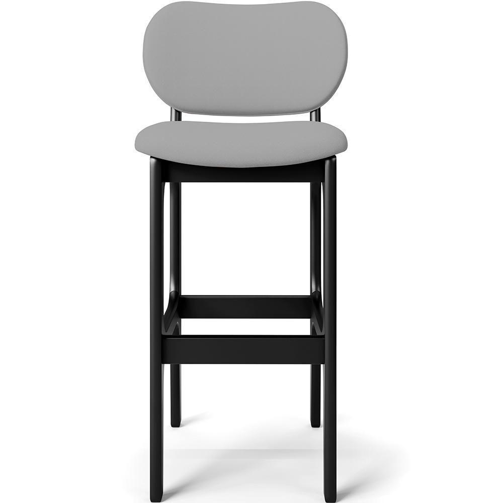 Kit 06 Banquetas Alta Para Cozinha Madeira Fixa Betta L02 Preto Facto Cinza - 4