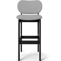 Kit 06 Banquetas Alta Para Cozinha Madeira Fixa Betta L02 Preto Facto Cinza - 7