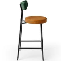 Kit 02 Banquetas Baixa Cozinha Sala Jantar Bancada Milão L02 Facto Verde Couríssimo Whisky - 5