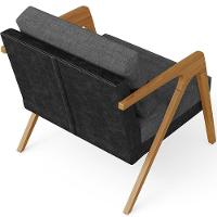 Kit 02 Poltronas Sala L02 Preto Linho Cinza Escuro - 2