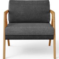 Kit 02 Poltronas Sala L02 Preto Linho Cinza Escuro