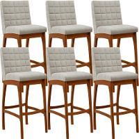 Kit 06 Banquetas Altas Cozinha B04 Bouclê Creme - 1