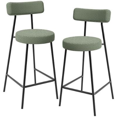 Kit 2 Banquetas Baixa Milão L02 Assento Poliéster Estrutura Aço com Encosto Verde