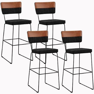 Kit 04 Banquetas Altas Jantar Allana L02 Faixa Camel Chumbo