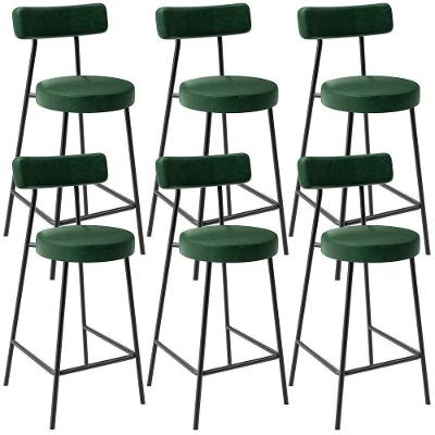 Kit 06 Banquetas Baixa Milão L02 Assento Plástico Estrutura Aço Encosto Fixo Verde