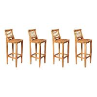 Kit 4 Banquetas Alta De Ripada Com Encosto Confort - Castanho - Marrom - 1