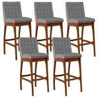 Kit 05 Banquetas Altas Mila Facto Cinza Fosco - 1