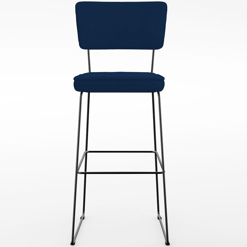 Kit 04 Banquetas Para Cozinha Sala De Jantar Base Em Aço Allana L02 Suede Azul Marinho - 5