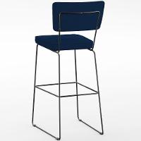 Kit 04 Banquetas Para Cozinha Sala De Jantar Base Em Aço Allana L02 Suede Azul Marinho - 2