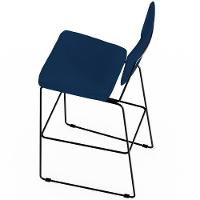 Kit 04 Banquetas Para Cozinha Sala De Jantar Base Em Aço Allana L02 Suede Azul Marinho - 3