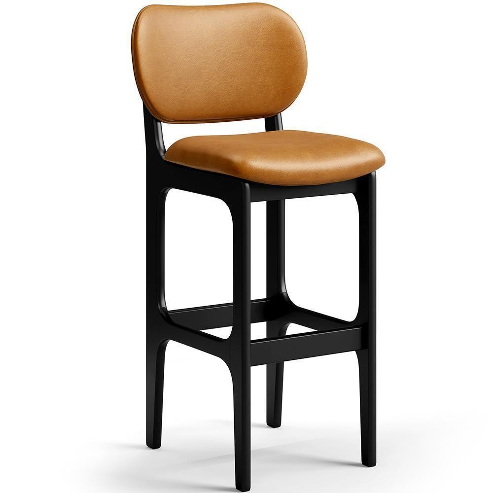 Kit 4 Banquetas Alta Bar Cozinha Betta L02 Preto Whisky - 7