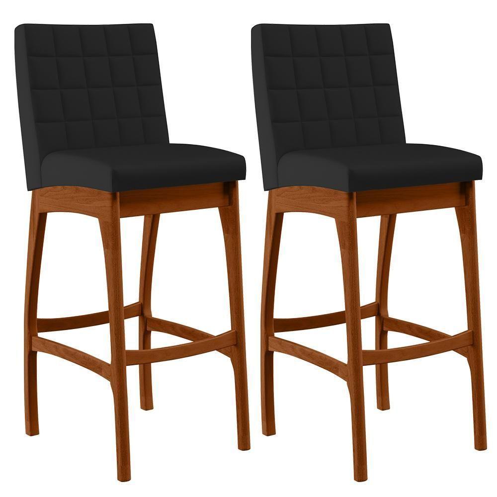 Kit 02 Banquetas Altas Mila Facto Preto Fosco - 1