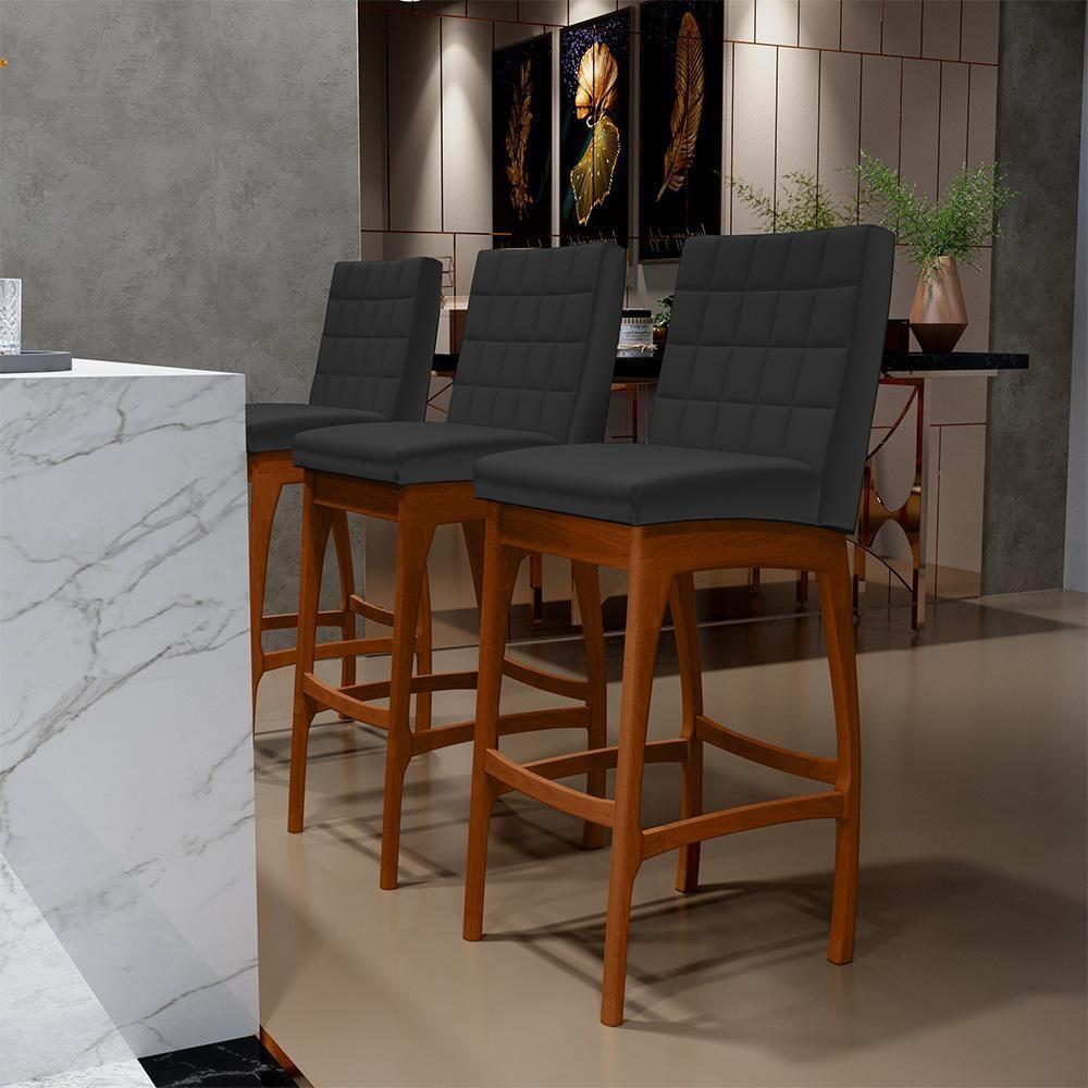 Kit 02 Banquetas Altas Mila Facto Preto Fosco - 9