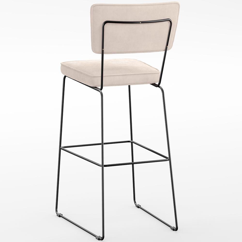 Kit 02 Banquetas Alta Para Cozinha Sala De Jantar Base Em Aço Allana L02 Suede Bege - 2