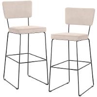 Kit 02 Banquetas Alta Para Cozinha Sala De Jantar Base Em Aço Allana L02 Suede Bege - 1